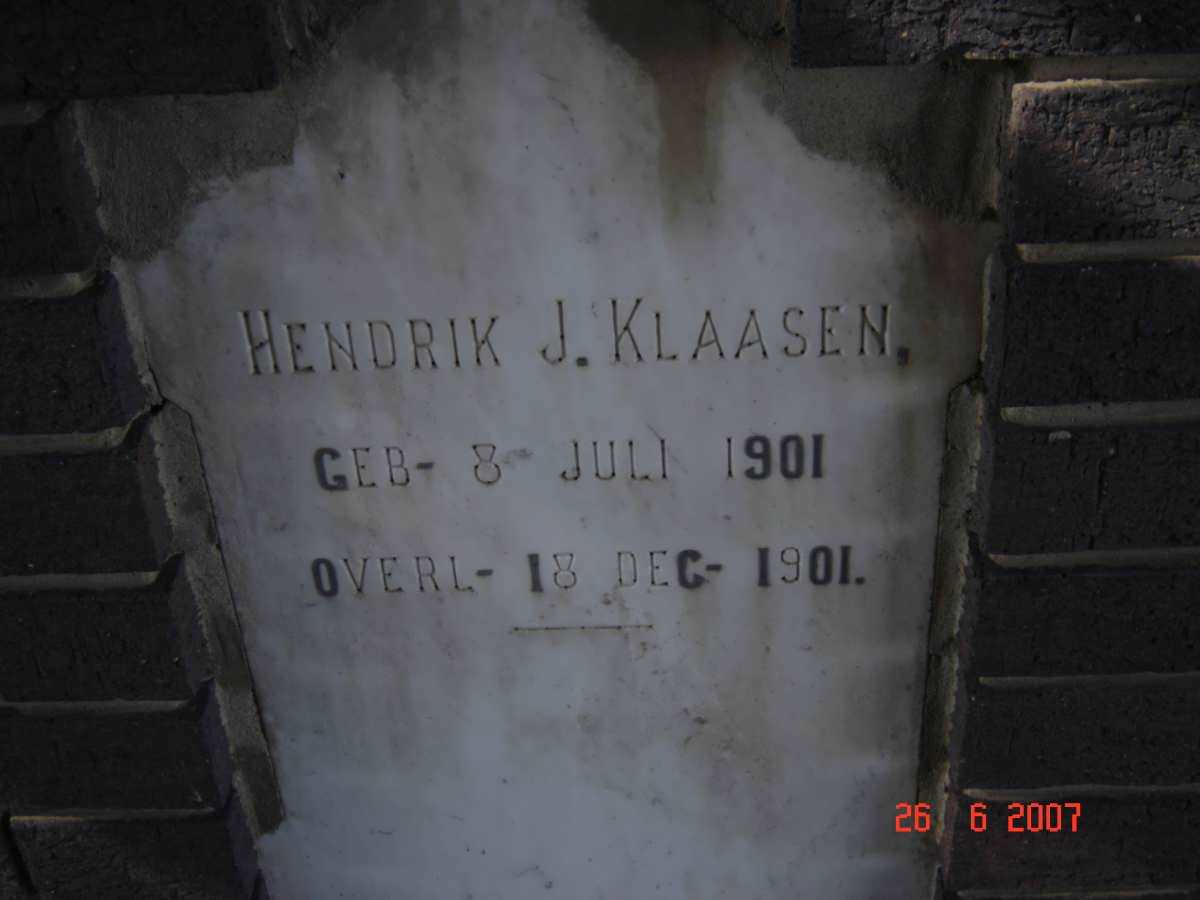 KLAASEN Hendrik J. 1901-1901