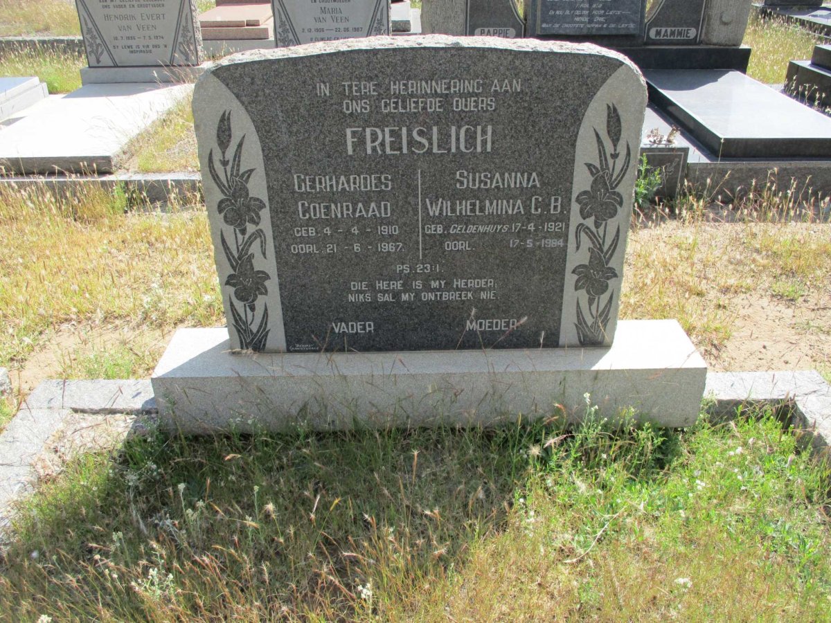 FREISLICH Gerhardes Coenraad 1910-1967 &amp; Susanna Wilhelmina C.B. GELDENHUYS 1921-1984