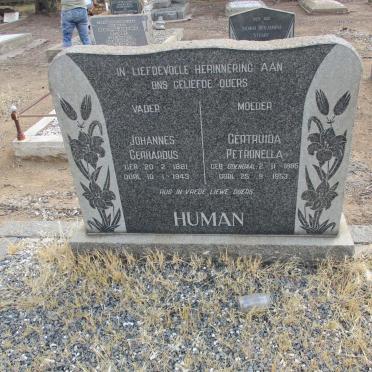 HUMAN Johannes Gerhardus 1881-1943 & Gertruida Petronella ODENDAAL 1885-1953