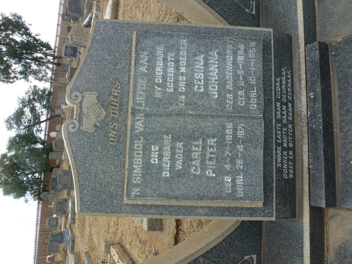 JAGER Carel Pieter, de 1885-1971 &amp; Gesina Johanna BADENHORST 1894-1956
