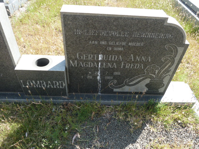 LOMBARD Johannes Reinhardt 1914-1987 &amp; Gertruida Anna Magdalena Freda 1915-1989