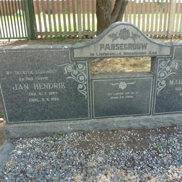 PANSEGROUW Jan Hendrik 1887-1959 & Maria Elizabeth DE WET 1885-1967