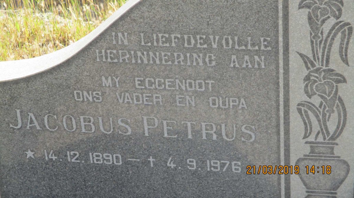 TONDER Jacobus Petrus, van 1890-1976 &amp; Isabella Susanna 1911-1996