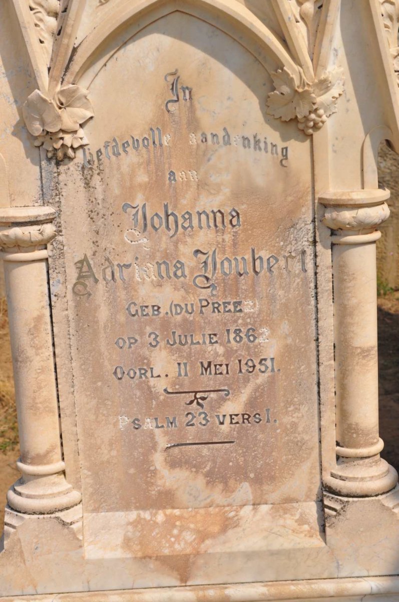 JOUBERT Johanna Adriana nee DU PREEZ 1862-1951