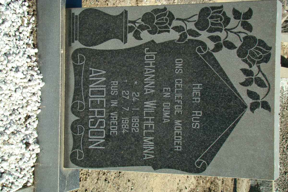 ANDERSON Johanna Wilhelmina 1892-1984