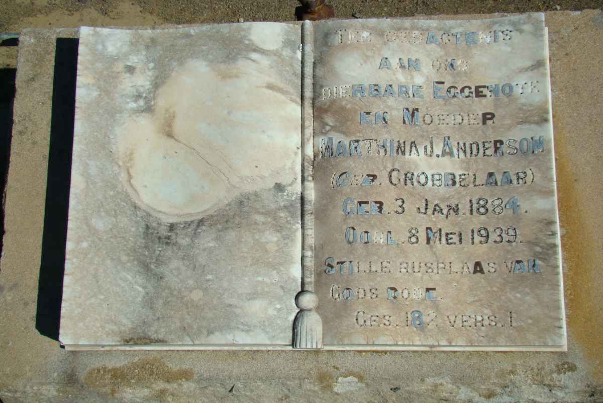 ANDERSON Marthina J. nee GROBBELAAR 1884-1939