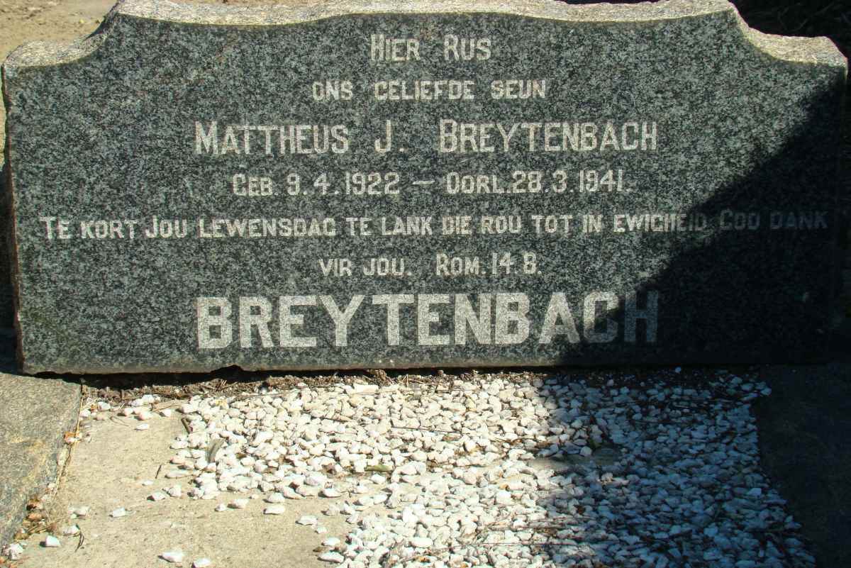 BREYTENBACH Mattheus J. 1922-1941