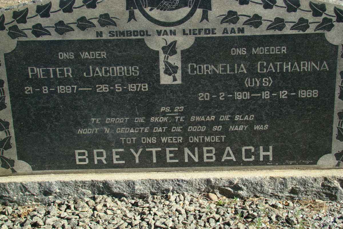 BREYTENBACH Pieter Jacobus 1897-1978 &amp; Cornelia Catharina UYS 1901-1968