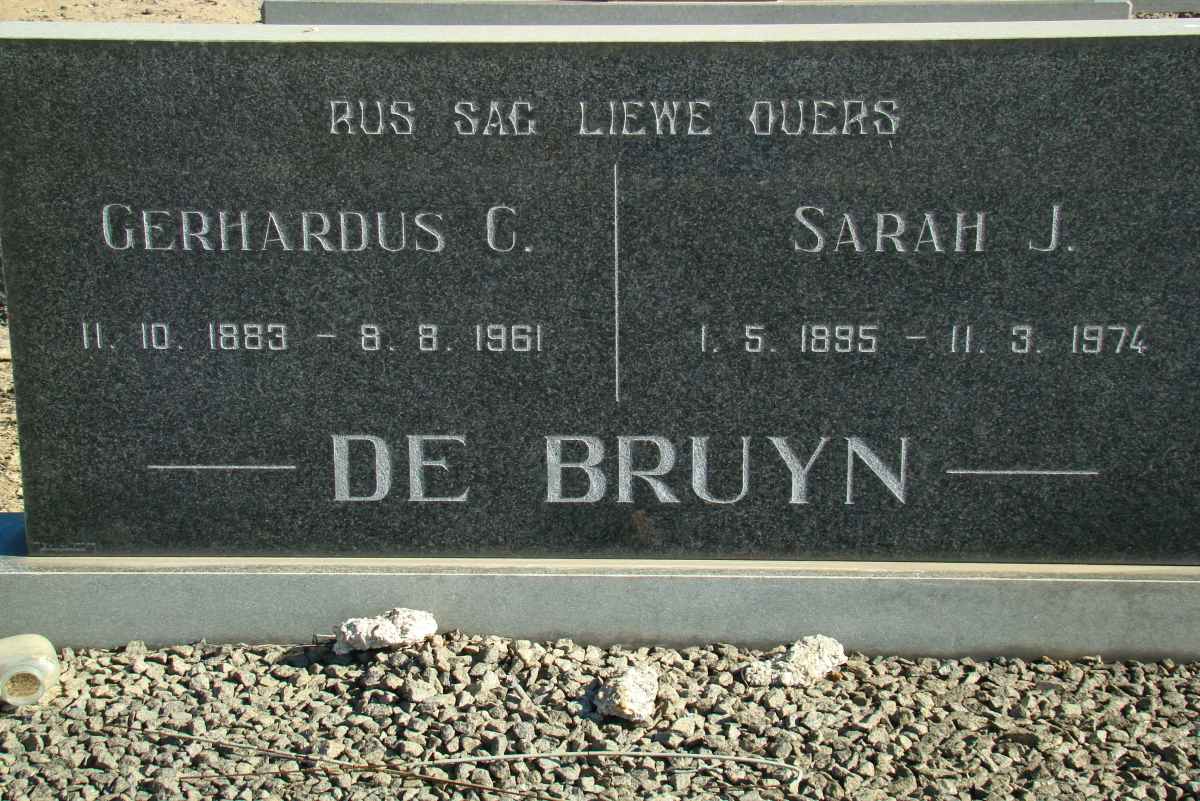 BRUYN Gerhardus C., de 1883-1961 &amp; Sarah J. 1895-1974