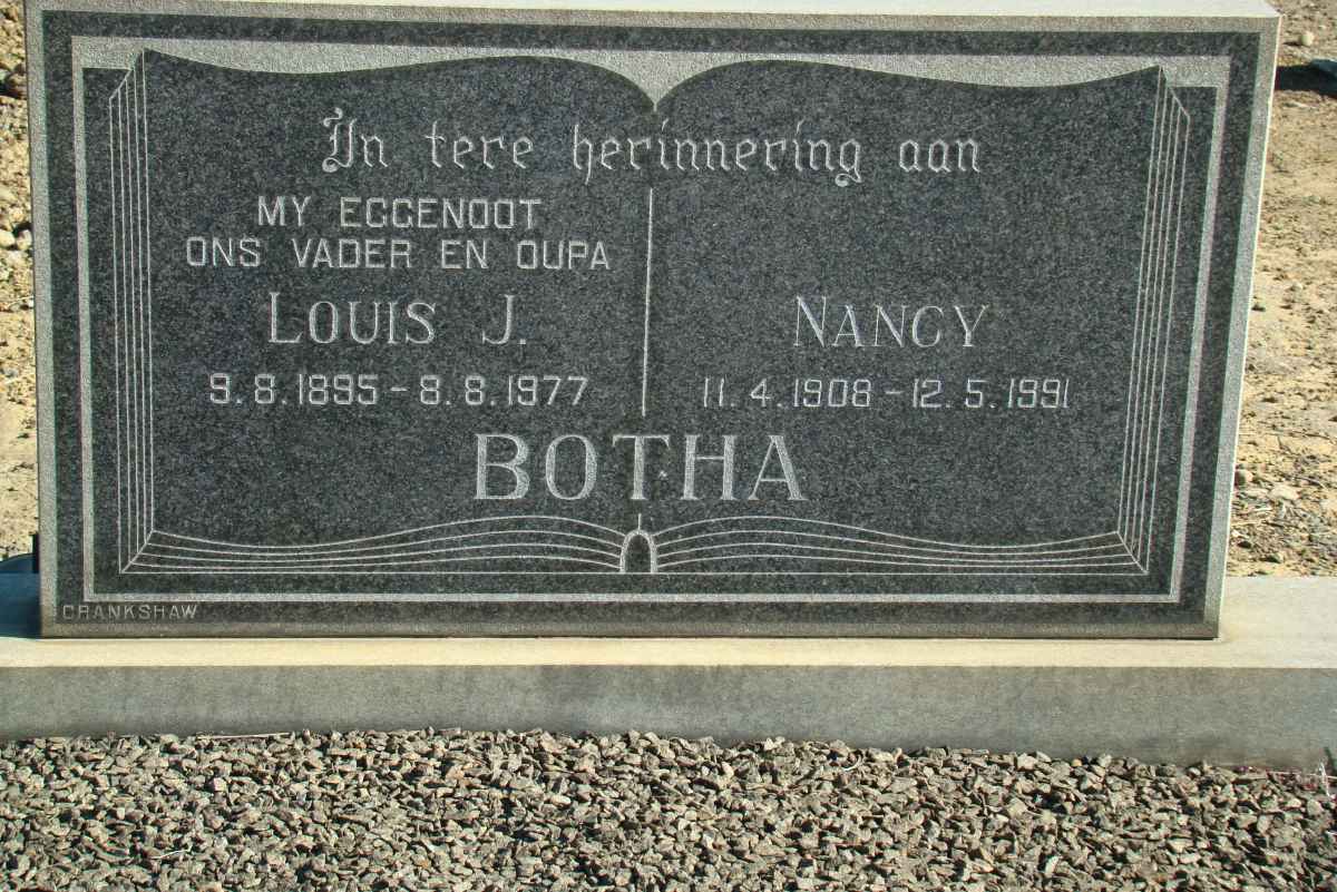 BOTHA Louis J. 1895-1977 &amp; Nancy 1908-1991