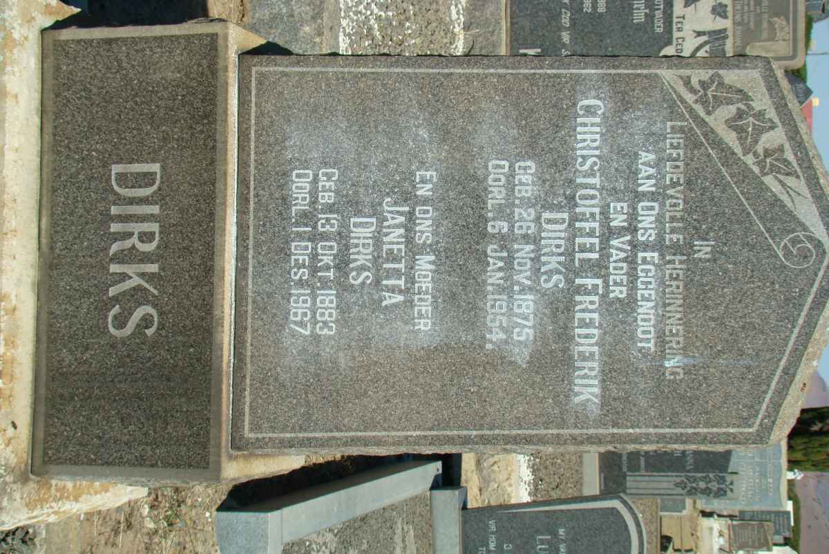 DIRKS Christoffel Frederik 1875-1954 &amp; Janetta 1883-1967