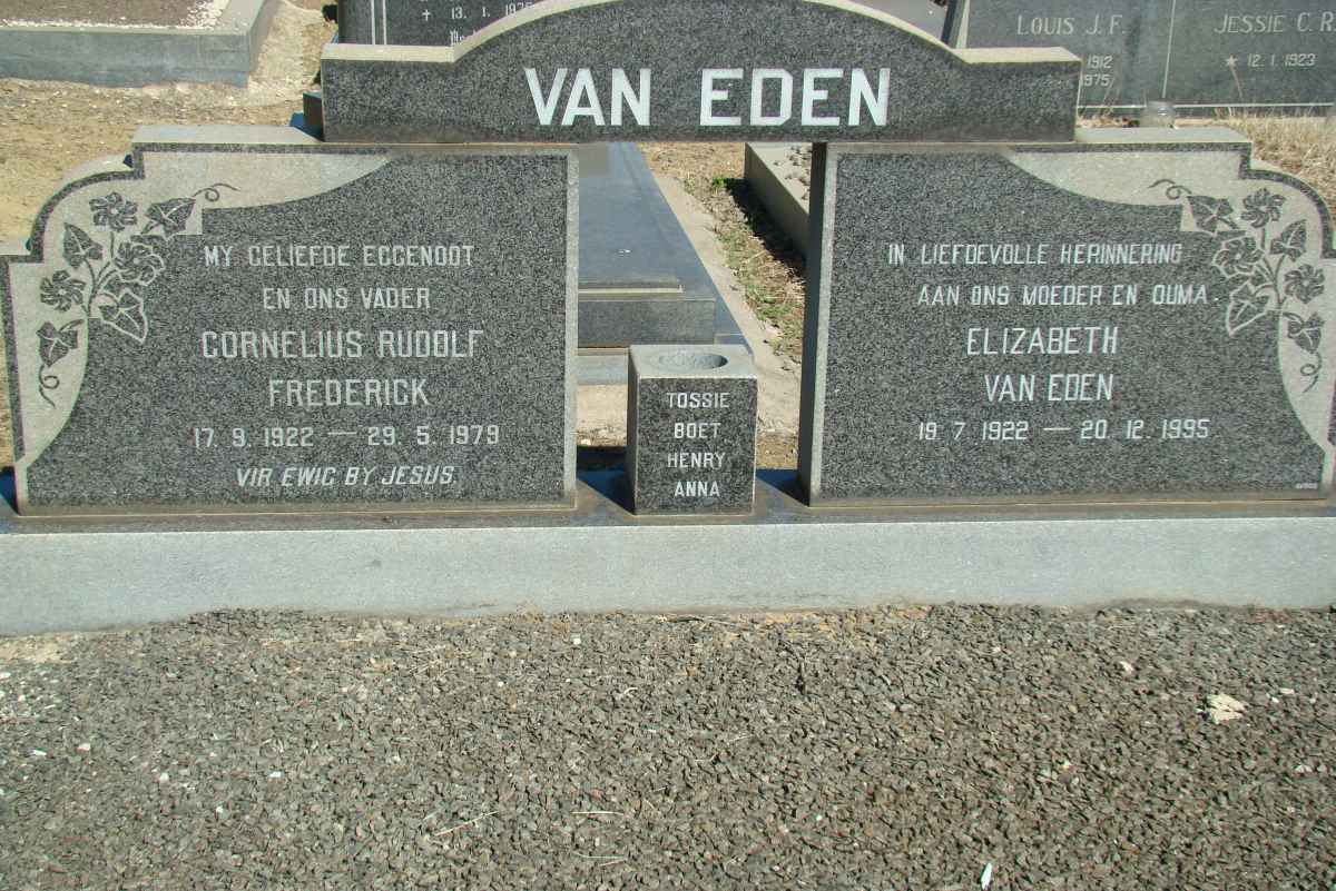 EDEN Cornelius Rudolf, van 1922-1979 &amp; Elizabeth 1922-1995