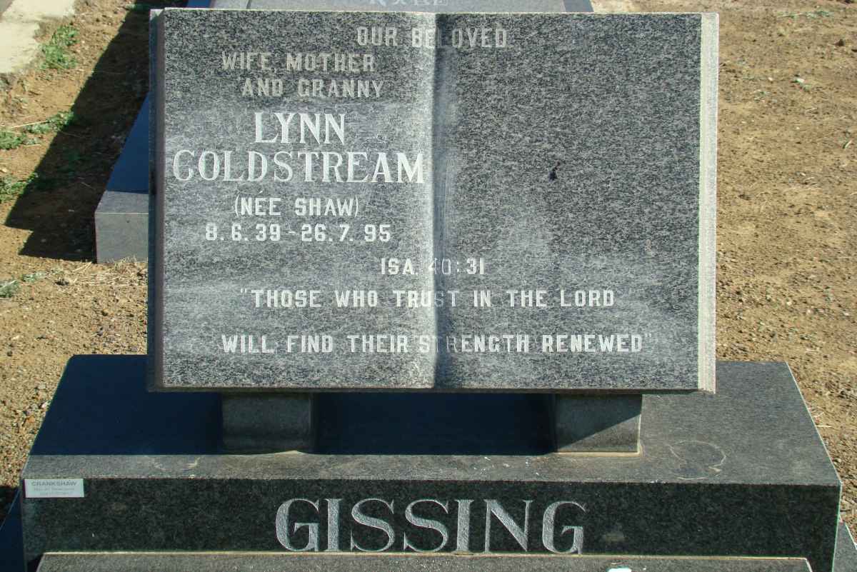 GISSING Lyn Goldstream nee SHAW 1939-1995
