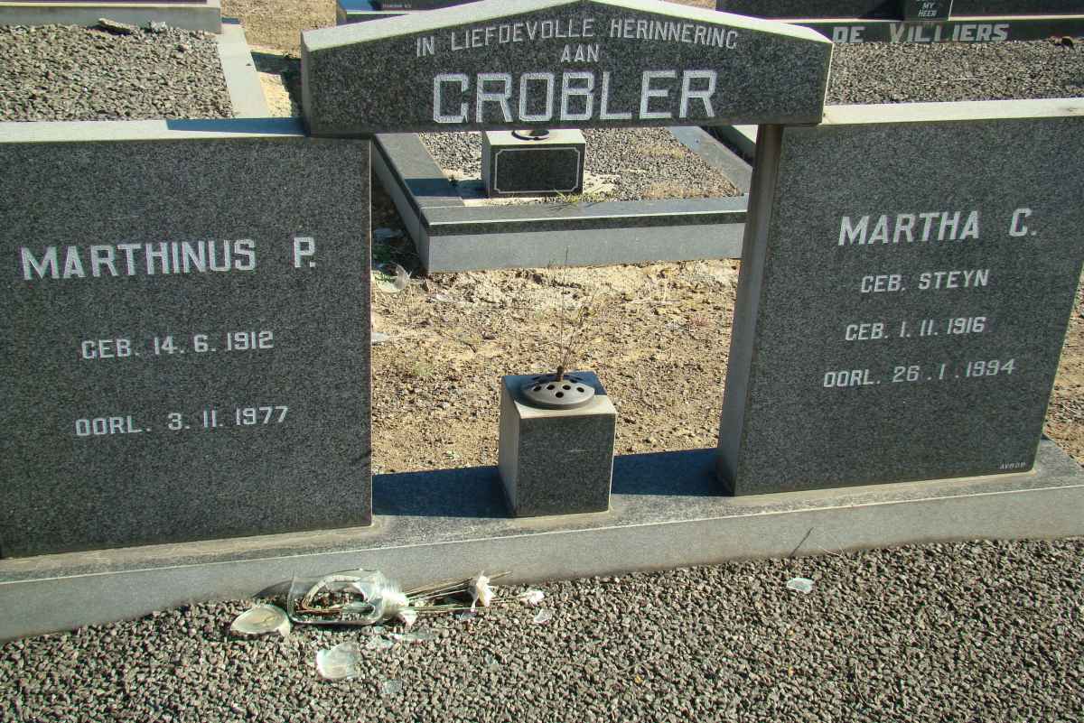 GROBLER Marthinus P. 1912-1977 &amp; Martha C. STEYN 1916-1994