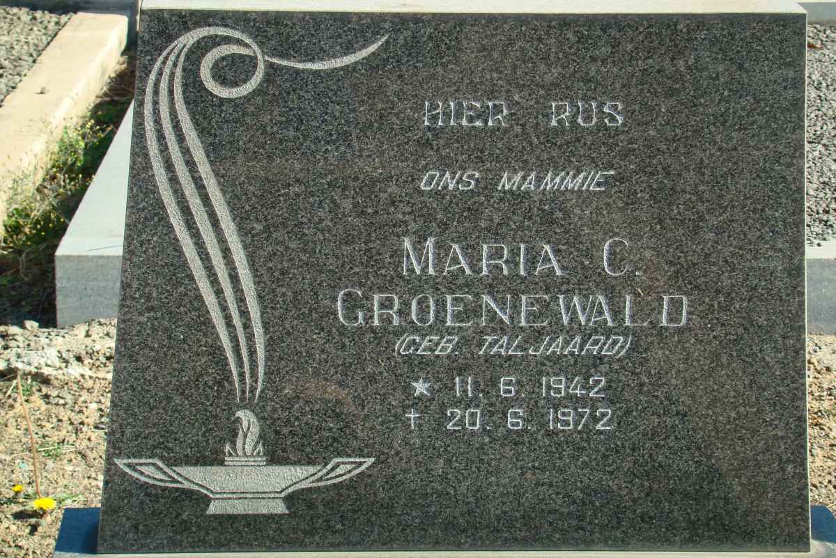 GROENEWALD Maria C. nee TALJAARD 1942-1972