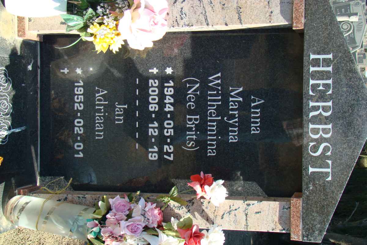 HERBST Maryna Wihelma nee BRITS 1944-2006 :: HERBST Jan Adriaan 1952-