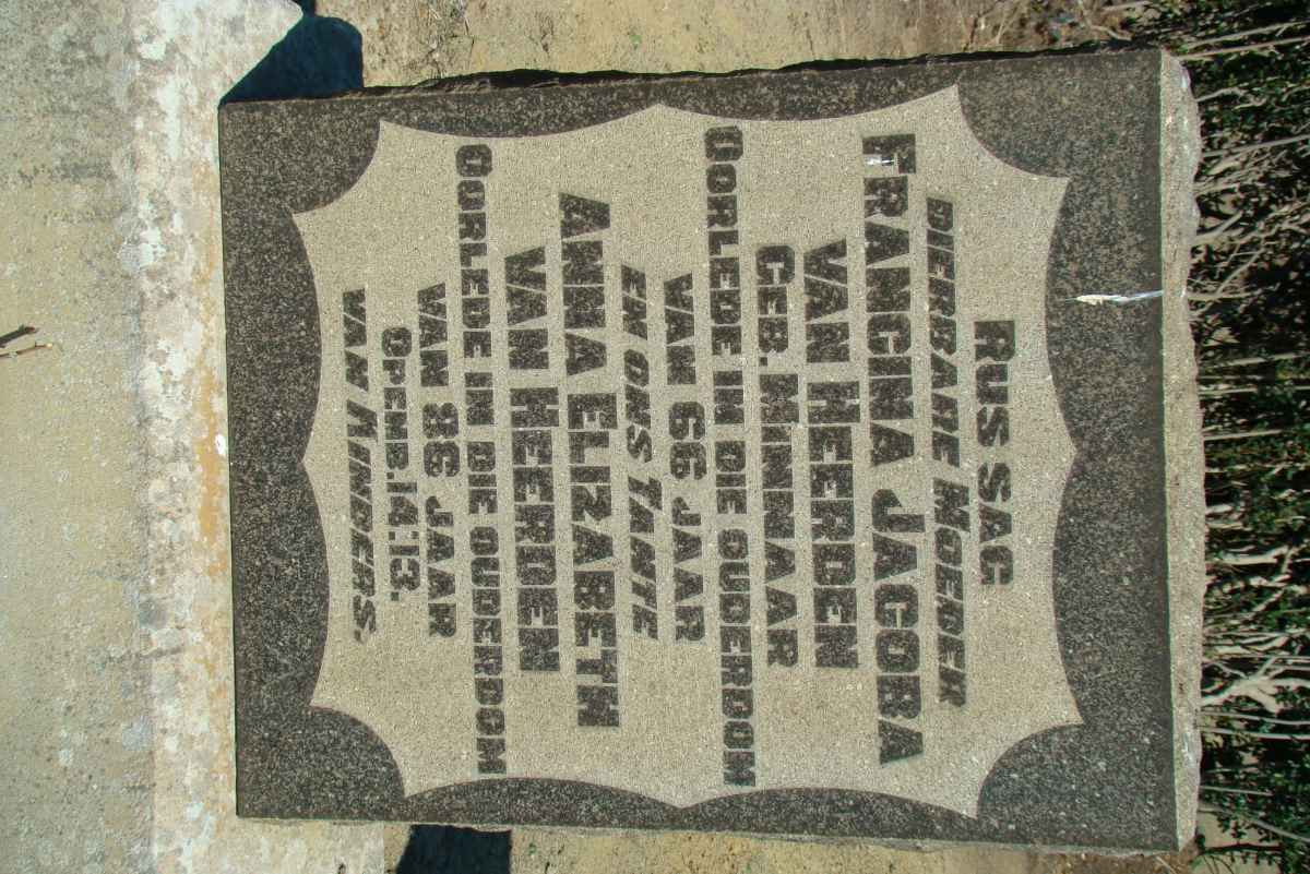 HEERDEN Anna Elizabeth, van :: VAN HEERDEN Francina Jacoba nee MINNAAR