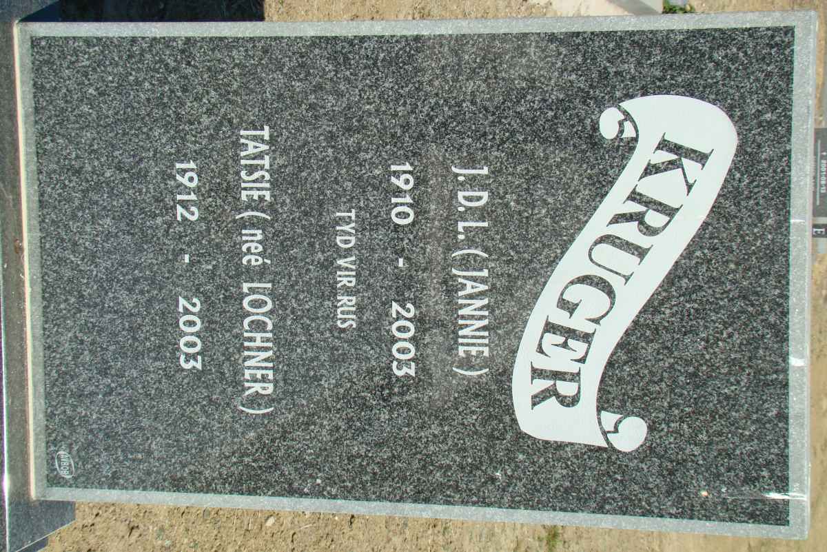 KRUGER J.D.L. 1910-2003 &amp; Tatsie LOCHNER 1912-2003