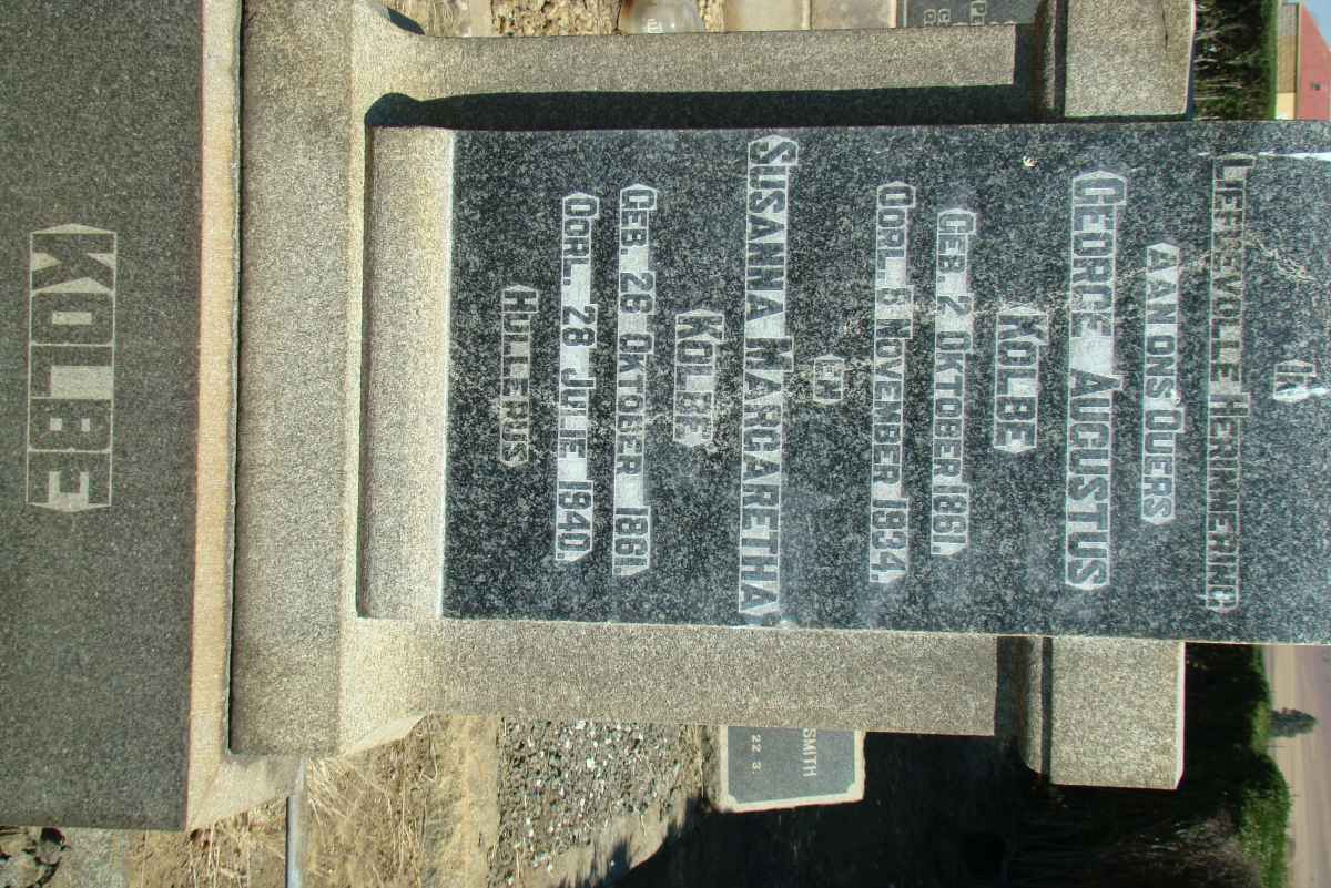 KOLBE George Augustus 1861-1934 &amp; Susanna Margaretha 1861-1940