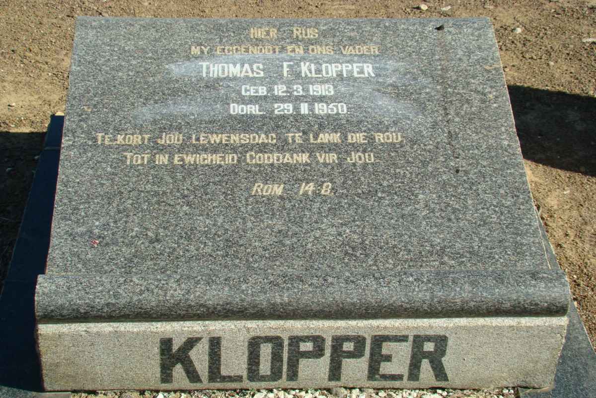 KLOPPER Thomas F. 1913-1950