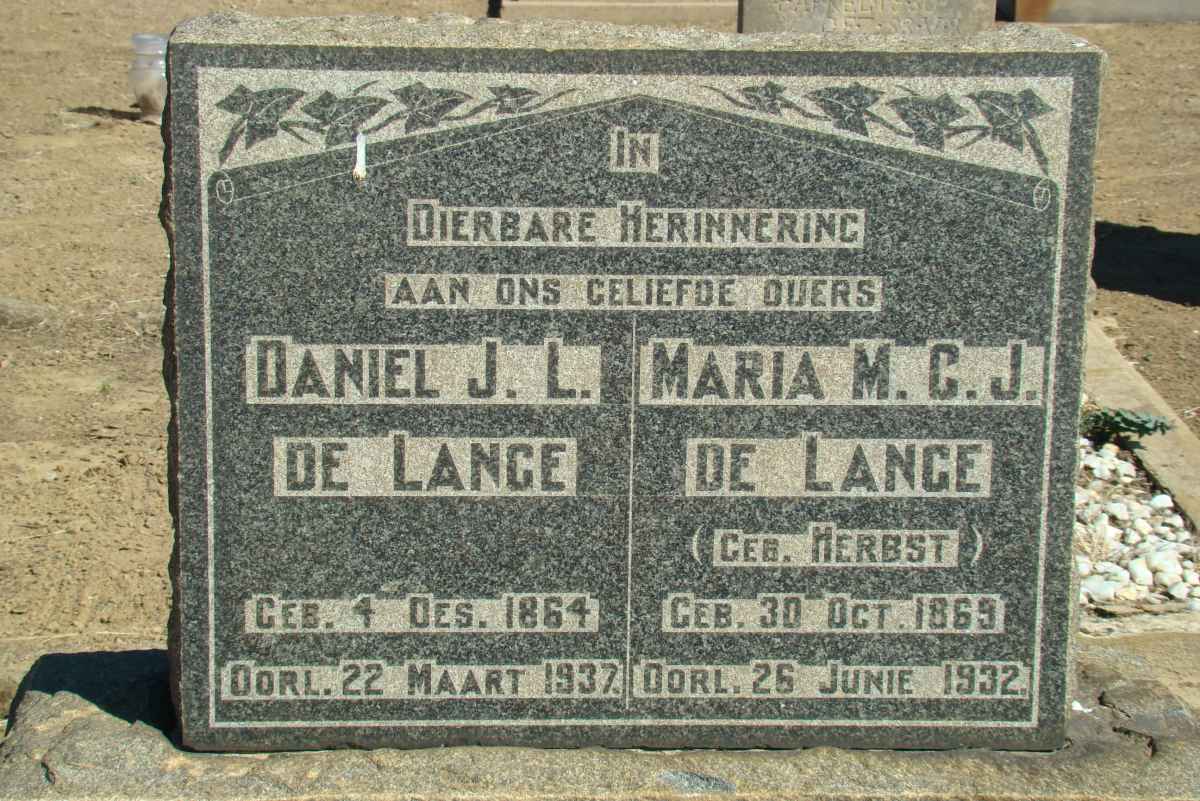 LANGE Daniel J.L., de 1864-1937 &amp; Maria M.C.J. HERBST 1869-1932