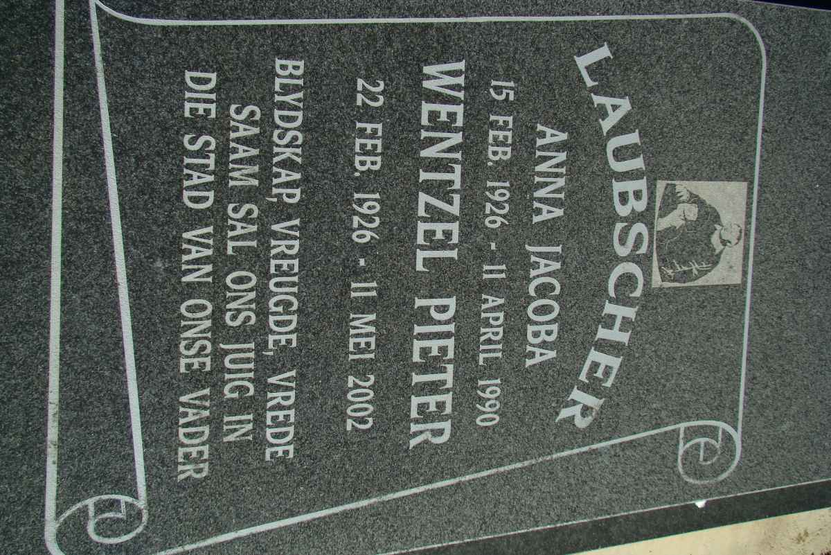 LAUBSCHER Wentzel Pieter 1926-2002 &amp; Anna Jacoba 1926-1990