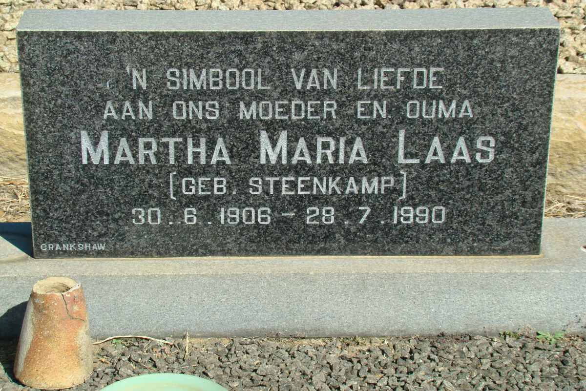 LAAS Martha Maria nee STEENKAMP 1906-1990