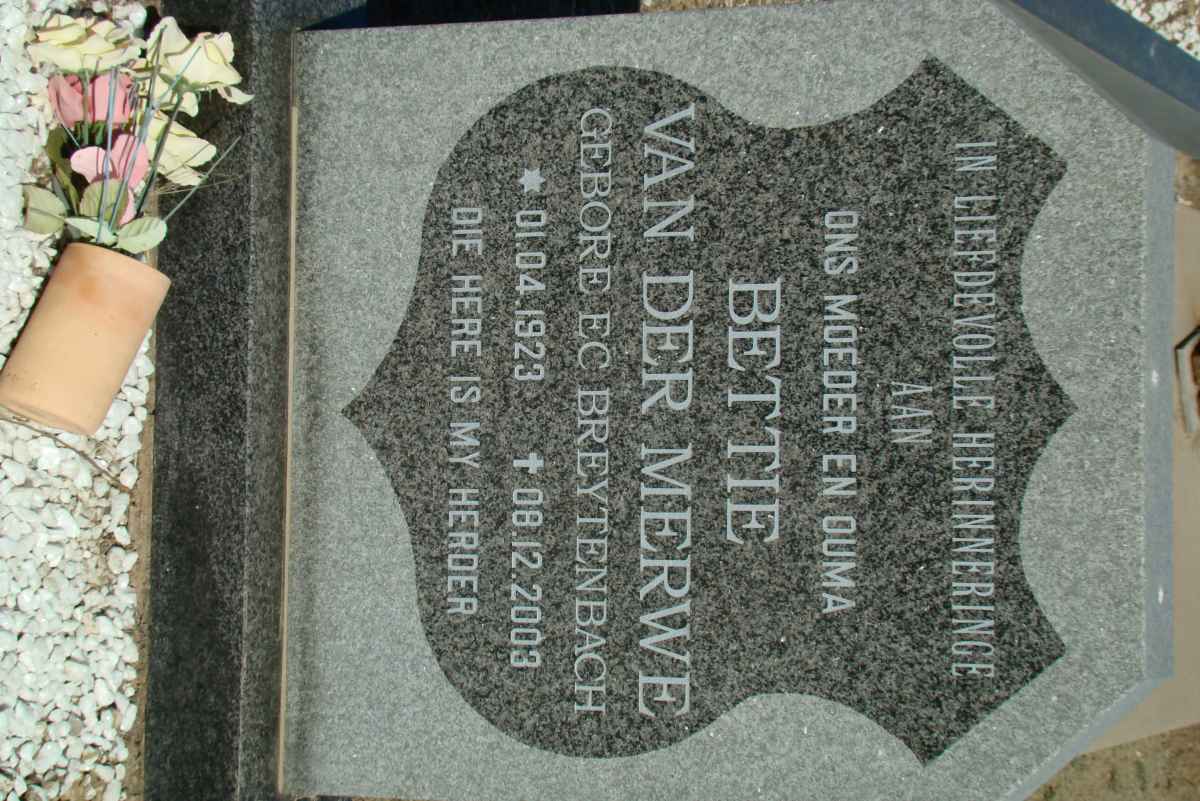 MERWE E.C., van der nee BREYTENBACH 1923-2003