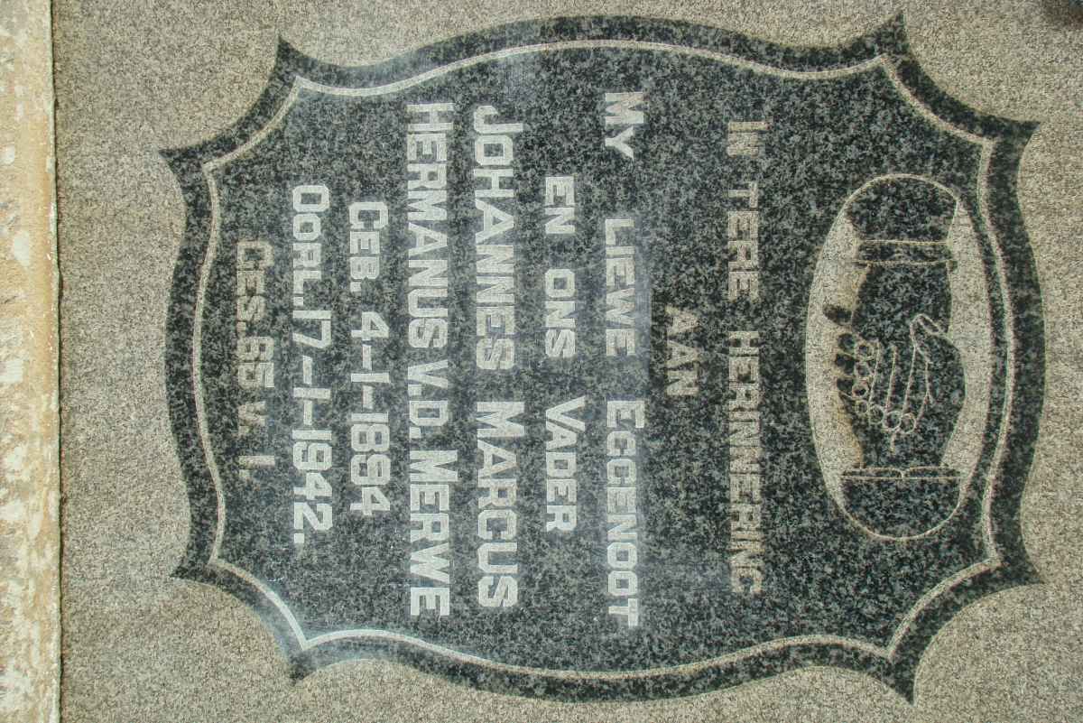 MERWE Johannes Marcus Hermanus, v.d. 1894-1942