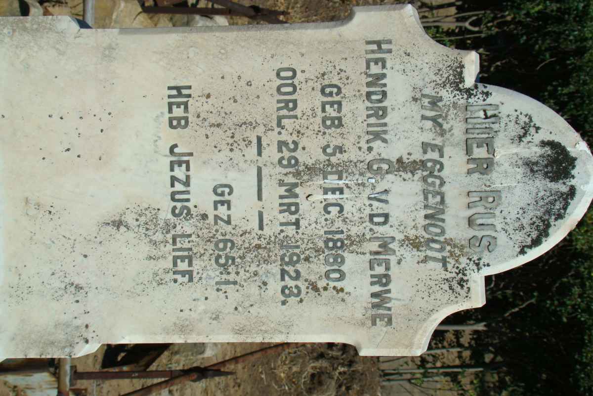 MERWE Hendrik G., v.d. 1880-1923