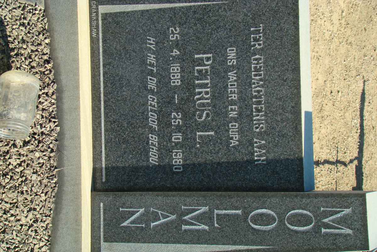 MOOLMAN Petrus L. 1888-1980
