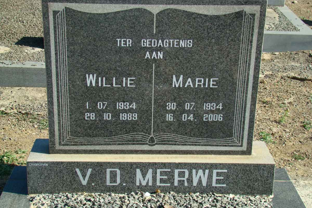 MERWE Willie, v.d. 1934-1989 &amp; Marie 1934-2006