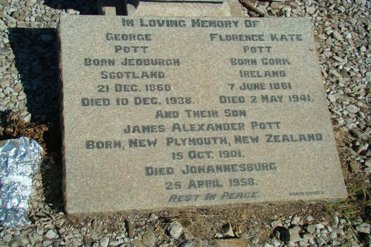POTT George 1860-1938 &amp; Florence Kate 1861-1941 :: POTT James Alexander 1901-1958