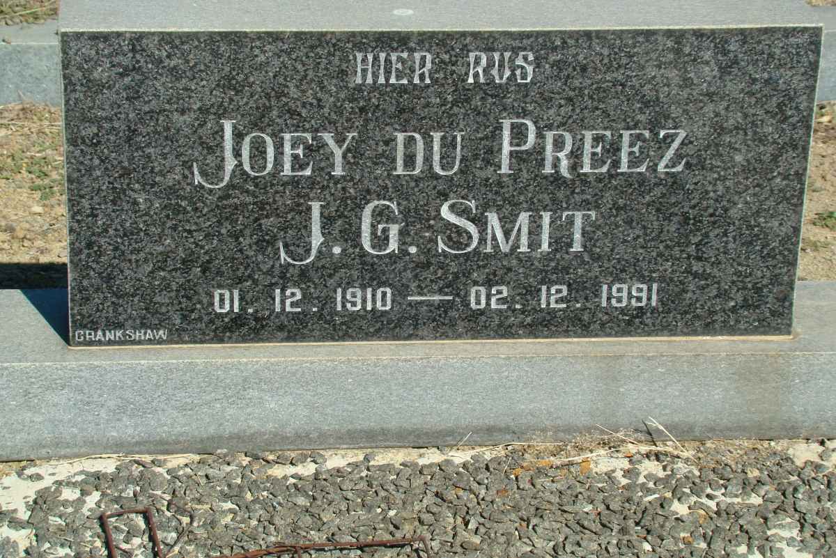 PREEZ J.G., du nee SMIT 1910-1991