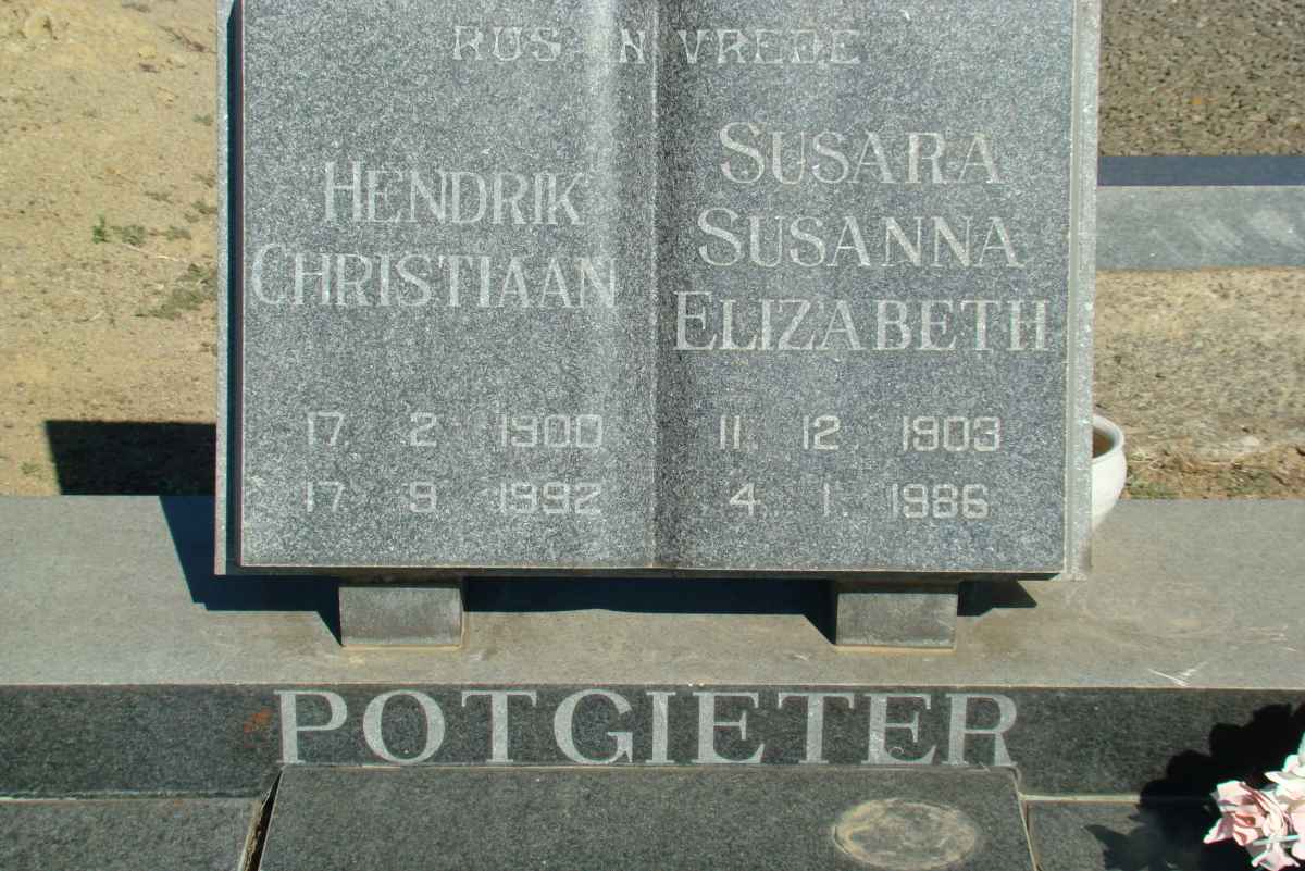 POTGIETER Hendrik Christiaan 1900-1992 &amp; Susara Susanna Elizabeth 1903-1986