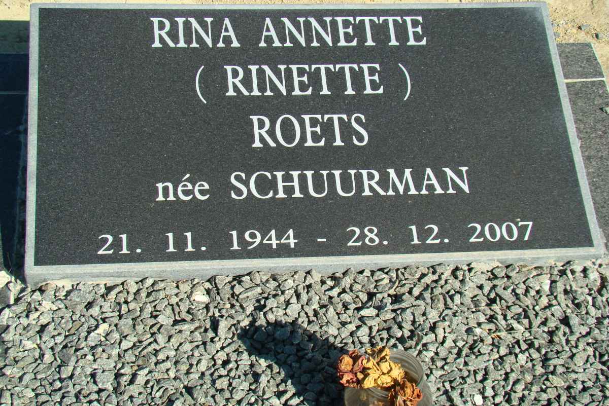 ROETS Rina Annette nee SCHUURMAN 1944-2007