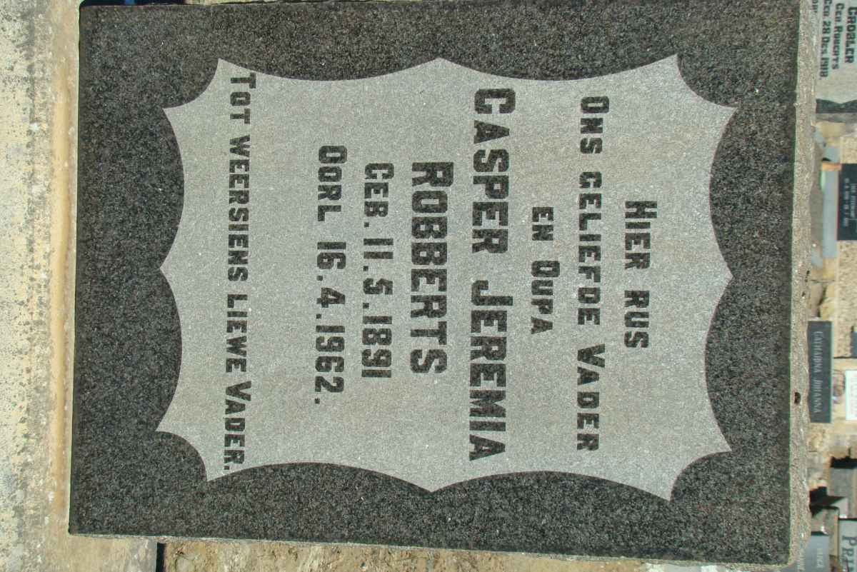 ROBBERTS Casper Jeremia 1891-1962