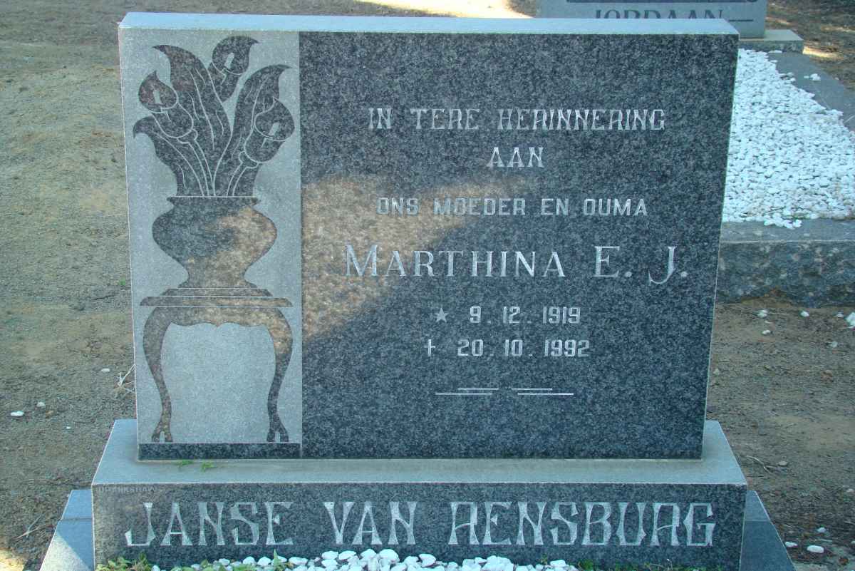 RENSBURG Marthina E.J., Janse van 1919-1992