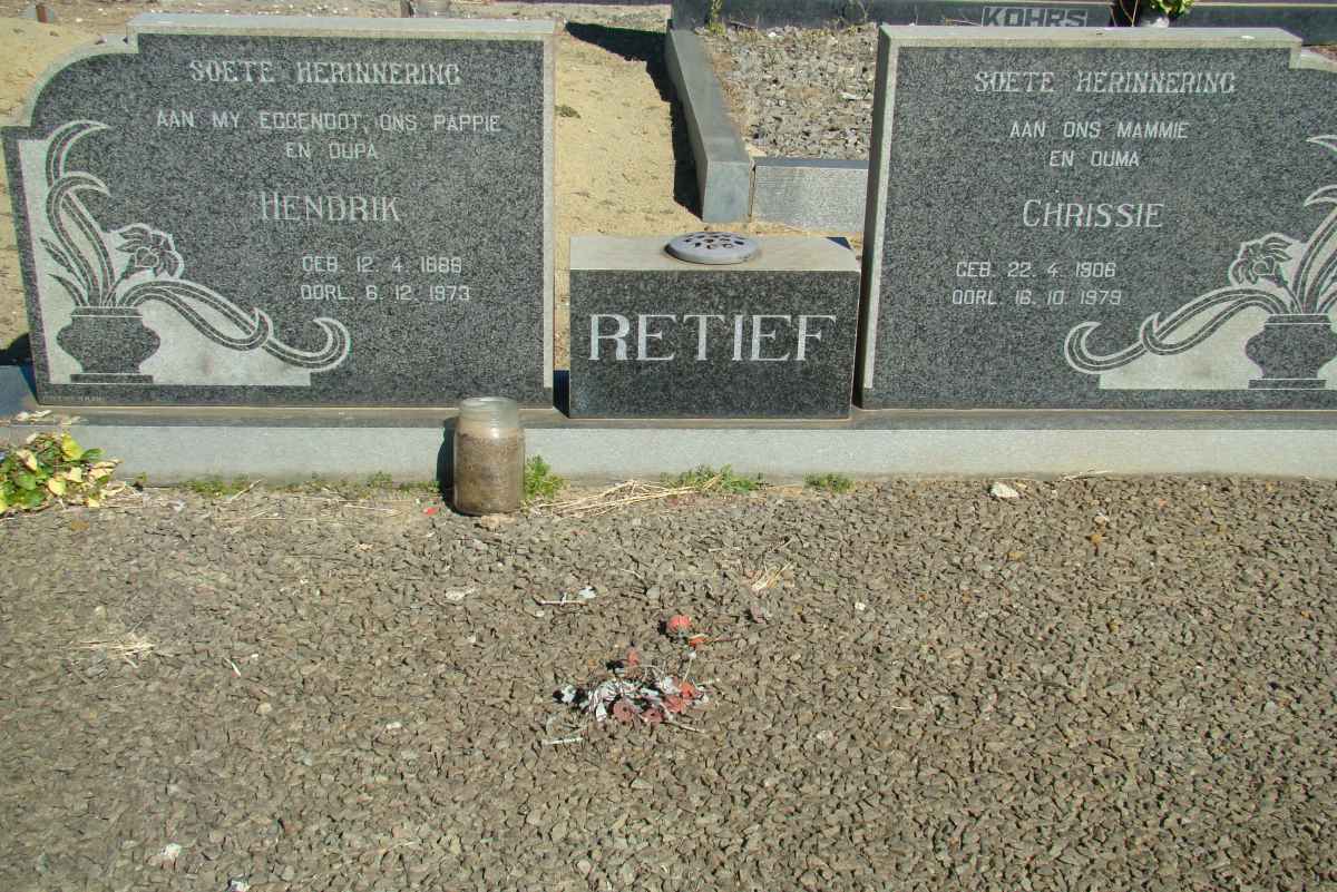 RETIEF Hendrik 1888-1973 &amp; Chrissie 1908-1978