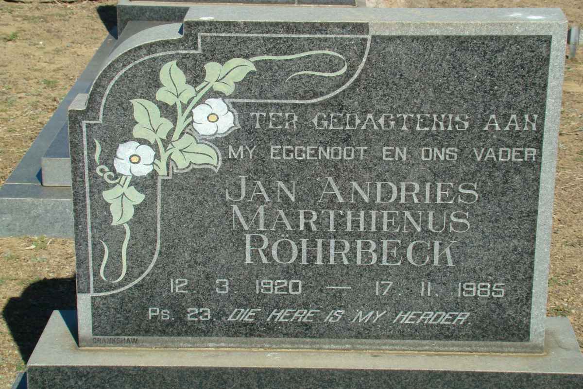ROHRBECK Jan Andries Marthienus 1920-1985