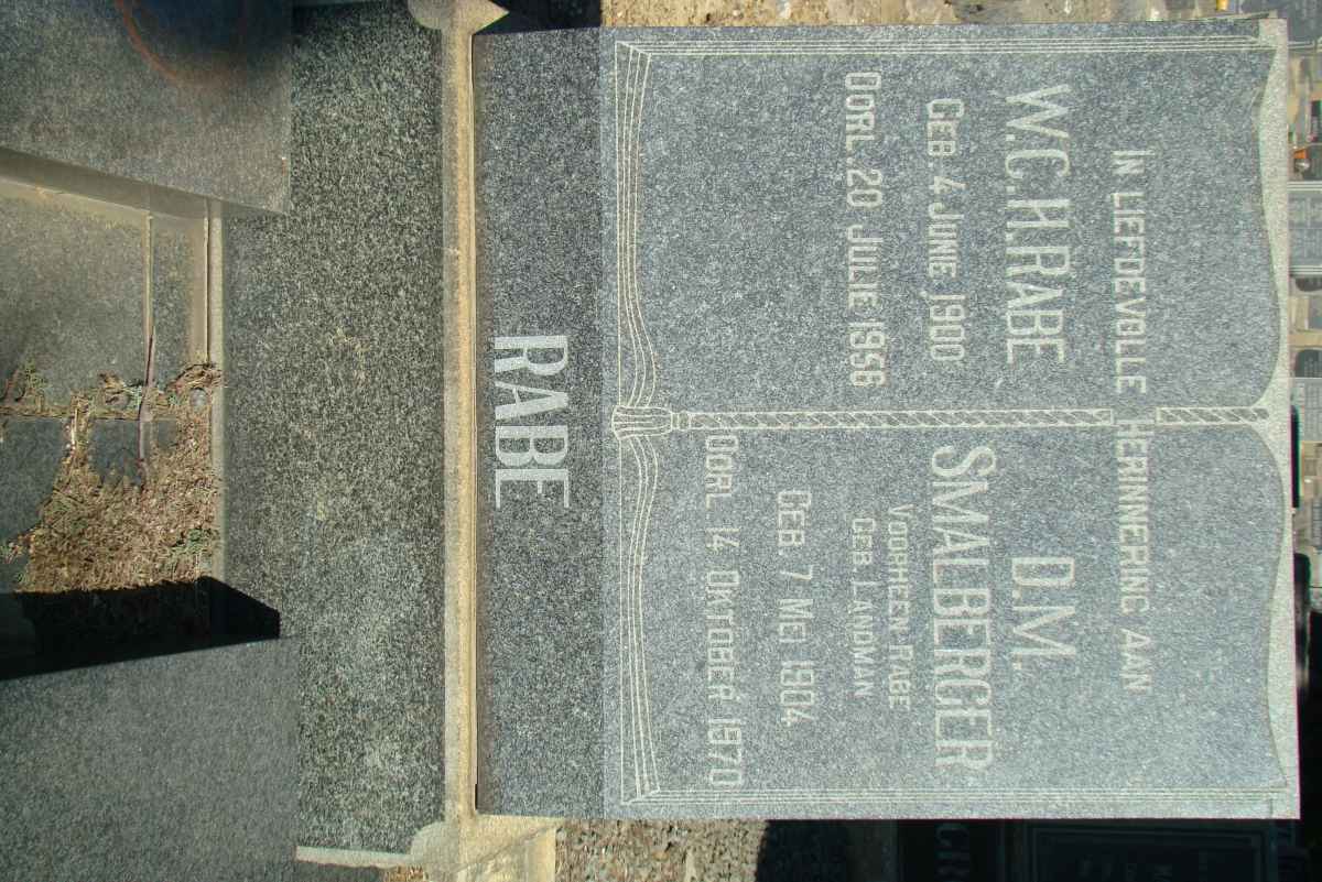 RABE W.C.H. 1900-1956 :: SMALBERGER D.M. voorheen RABE nee LANDMAN 1904-1970