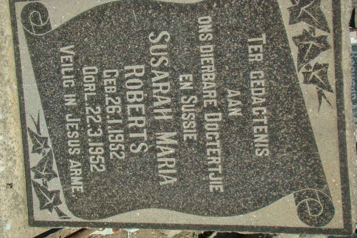 ROBERTS Susarah Maria 1952-1952