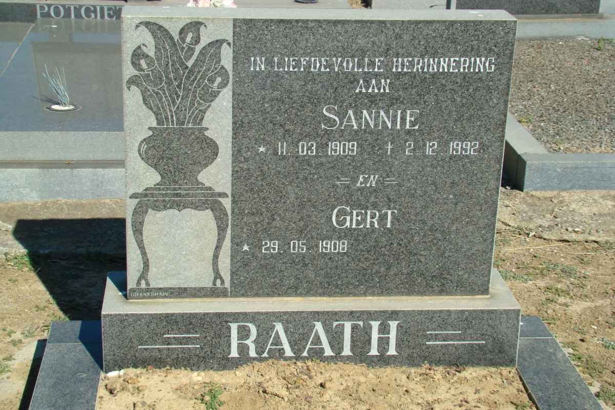 RAATH Gert 1908-  &amp; Sannie 1909-1992