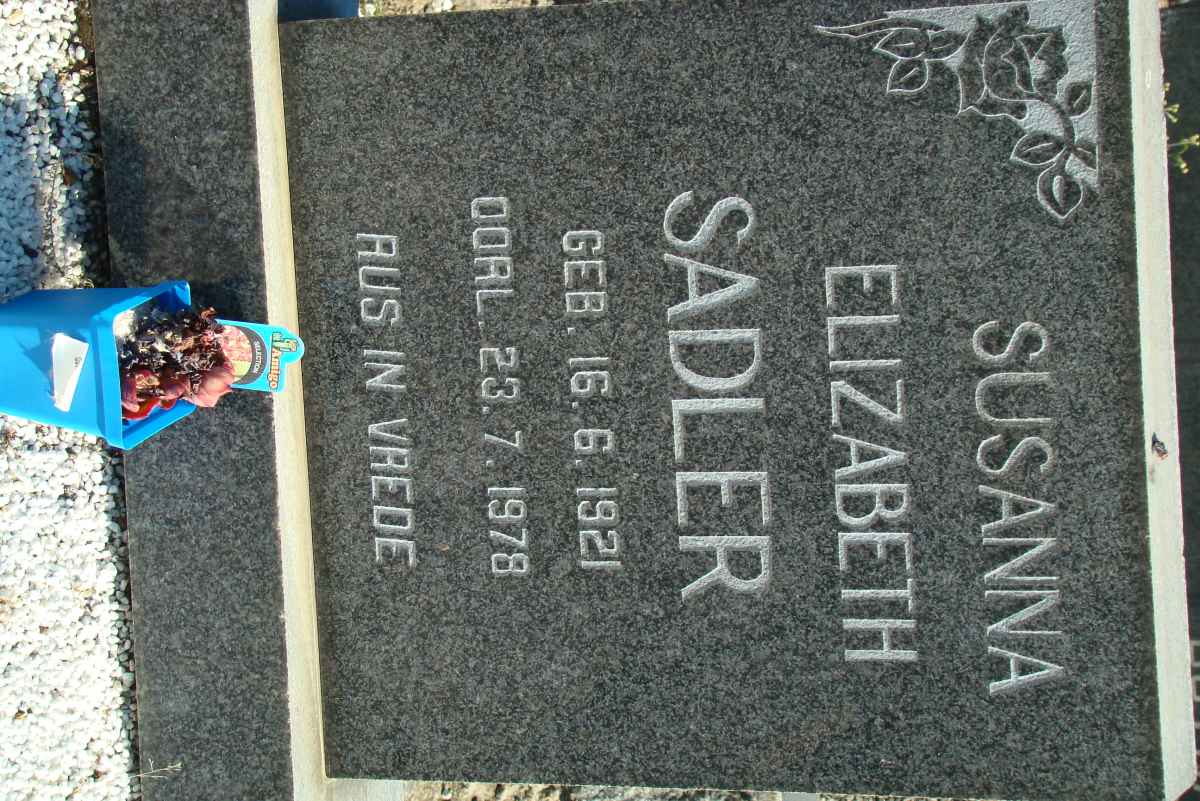 SADLER Susanna Elizabeth 1921-1978
