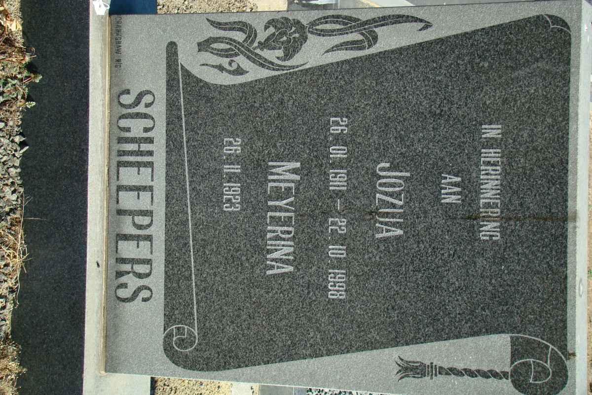 SCHEEPERS Jozua 1911-1998 &amp; Meyerina 1923-