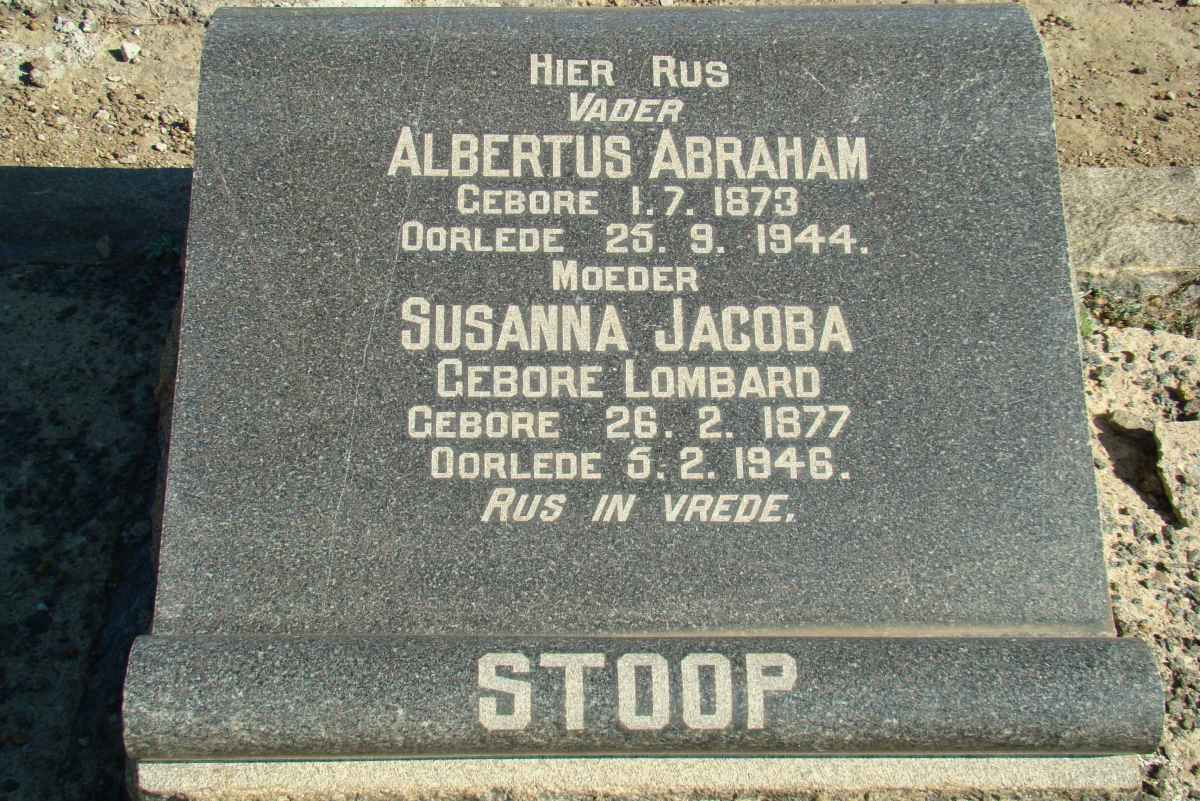 STOOP Albertus Abraham 1873-1944 &amp; Susanna Jacoba LOMBARD 1877-1946