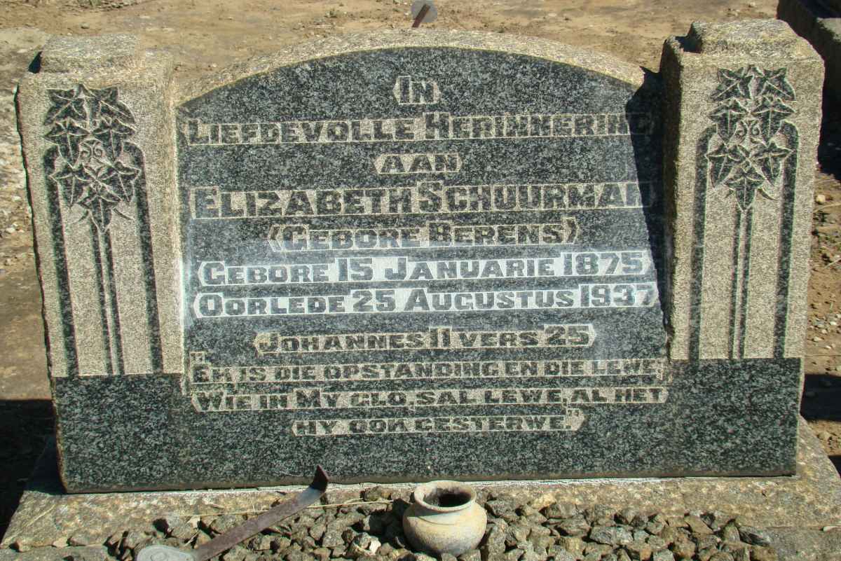 SCHUURMAN Elizabeth nee BERENS 1875-1937