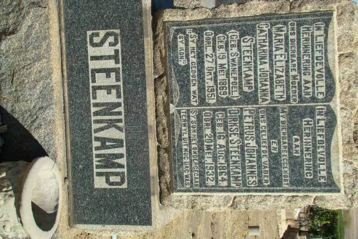STEENKAMP Petrus Johannes Dirkse 1864-1932 &amp; Maria Elizabeth Catharina Johanna SWANEPOEL 1869-1951