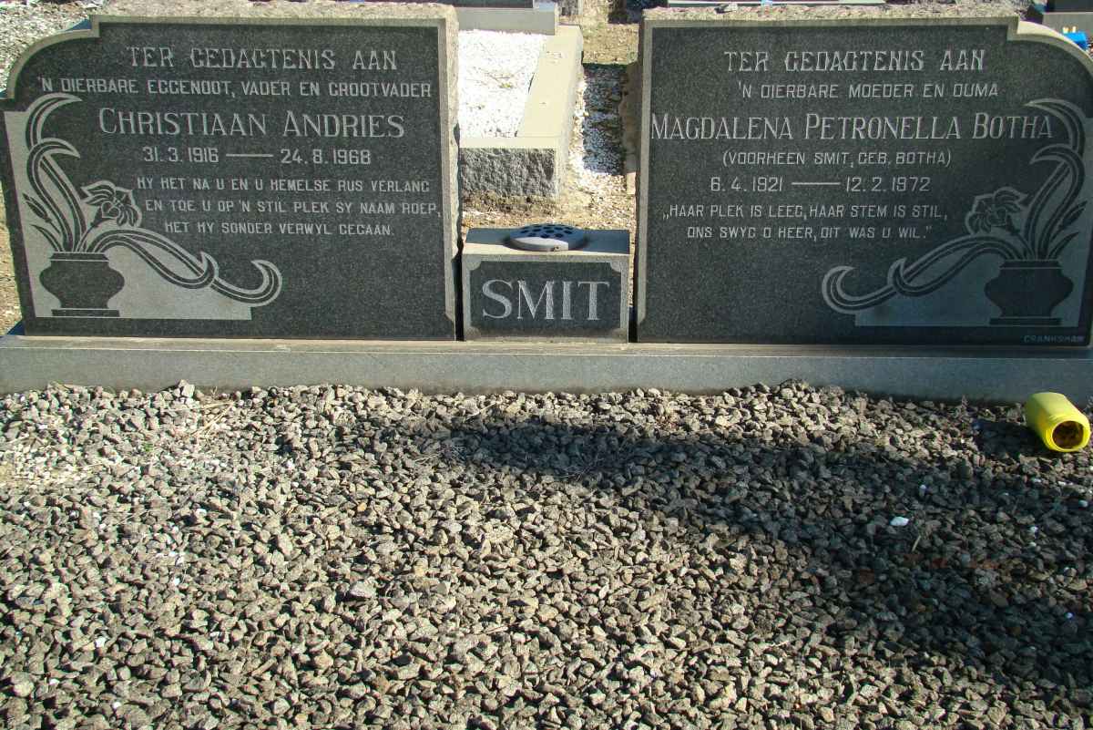 SMIT Christiaan Andries 1916-1968 &amp; Magdalena Petronella BOTHA 1921-1972