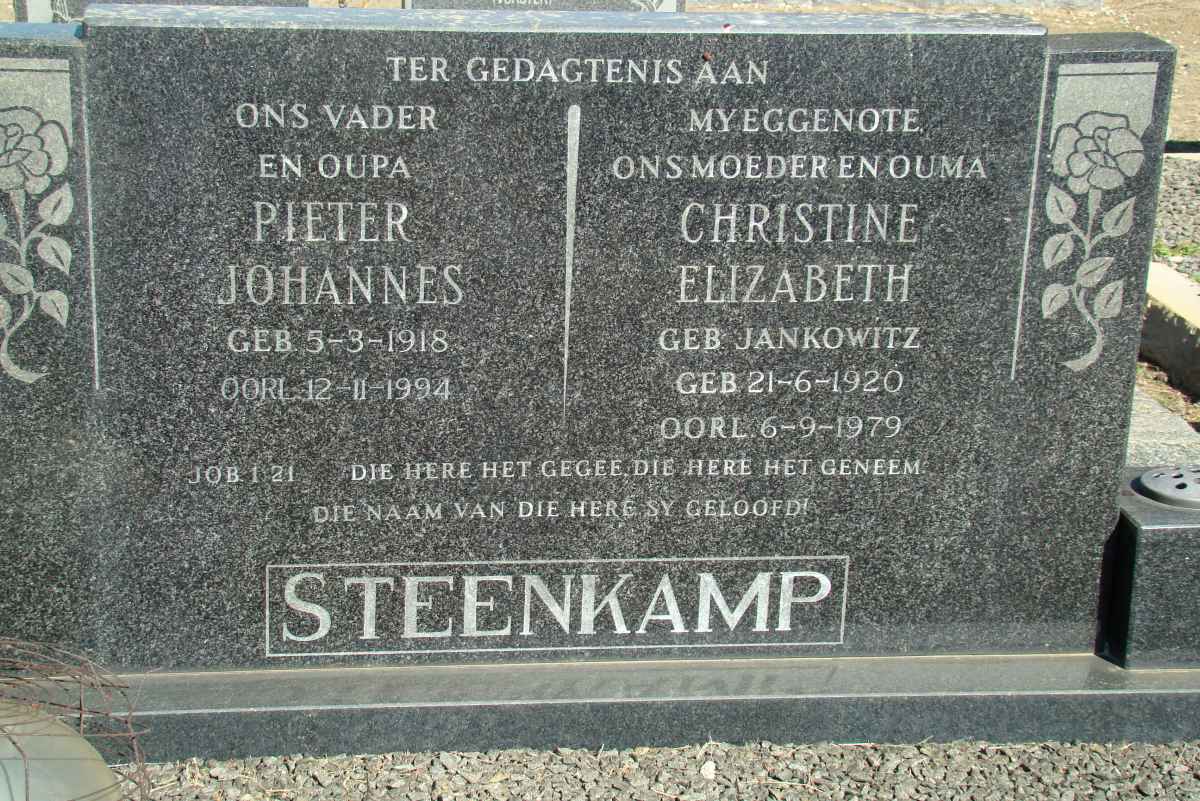 STEENKAMP Pieter Johannes 1918-1994 &amp; Christine Elizabeth JANKOWITZ 1920-1979